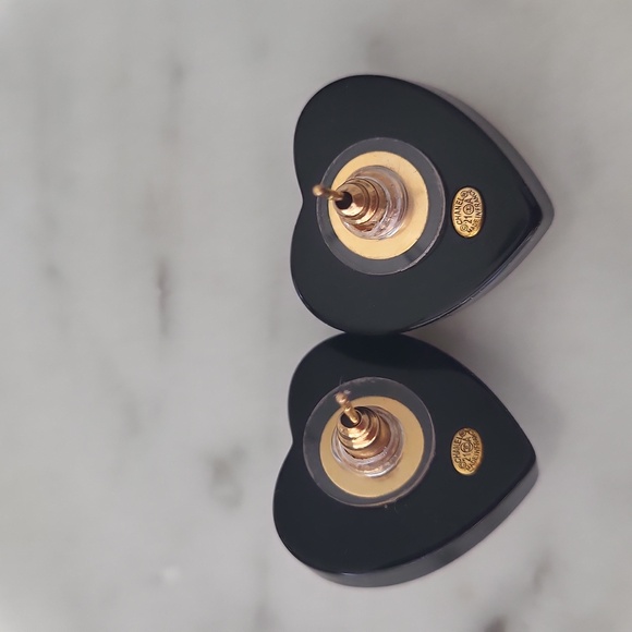 Chanel Black and Gold Heart Earrings - Picture 3 of 6